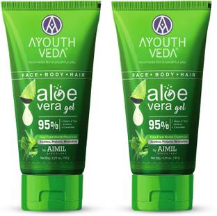 Ayouthveda Aloe Vera Gel|Multi Purpose Gel For Face, Body & Hair|With Neem,Tulsi (2X150g)