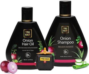 TRU HAIR Onion Hair Oil With Heater and Onion Shampoo