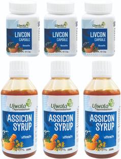 UJWALA AYURVEDASHRAM Assicon Syrup and Livcon Capsule Kit for One Month