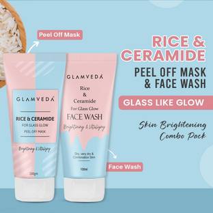 GLAMVEDA Rice Ceramide & Korean Glass Skin Combo (Face Wash +Peel Off Mask ) | Sls & Paraben Free 200 gm