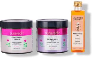 AURAVEDIC Kumkumadi Oil for Glowing Skin Gel & Face Cream(pack 3)