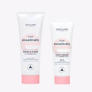 Oriflame Glow Face Cream with Vitamins E & B3 SPF 10 50 ml , Mask & Scrub