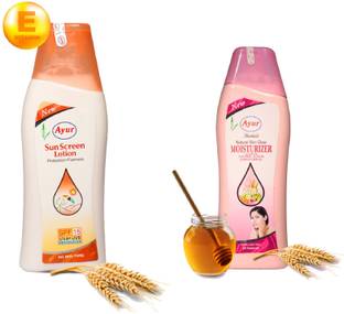 AYUR HERBALS Combo of Sunscreen Lotion of 100ML and Moisturizer Lotion of 50ML | For Women & Men
