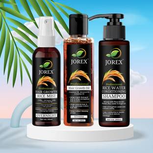 Jorex OVERNIGHT HAIR GROWTH RICE MIST & RICE WATER CONDITIONING SHAMPOO & XTREME HAIR GROWTH OIL