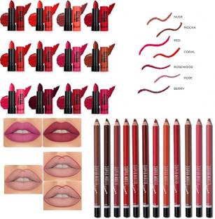 Facejewel 12Pcs Lipliner Set & 12pcs Multicolor Lipstick Set