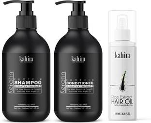 Kahira Keratin Protein Shampoo, Conditioner & Rice Hair Oil help to rehydrate your hair