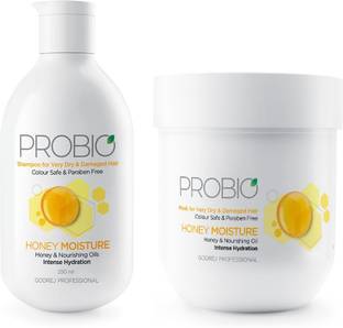 Godrej Professional Probio Honey Moisture Shampoo (250ml) and mask (200g)| For Dry and Damaged Hair