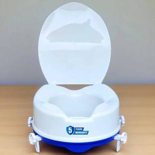 veayva Raised Toilet Seat 4" With Lid | Commode Seat Height Elevator for Knee Patients Commode Chair