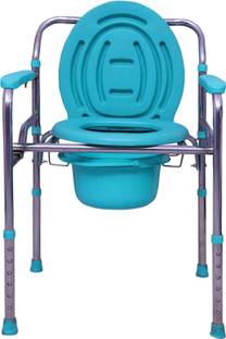 RADIANT TRADERS Adjustable Walker Cum Commode Shower Chair With Bucket & Lid Commode Chair
