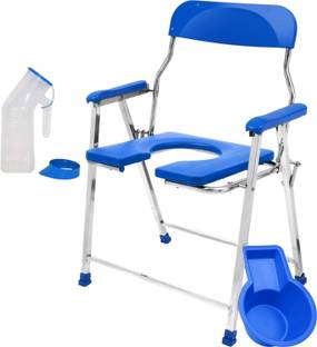NEOSAFE Stainless Steel Jumbo Commode Chair And Shower chair - Blue Commode Shower Chair