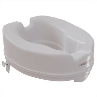 NEOSAFE High Elevated 6 Inch Toilet Seat Raiser Portable Assistance Lock Stand (White) Commode Chair