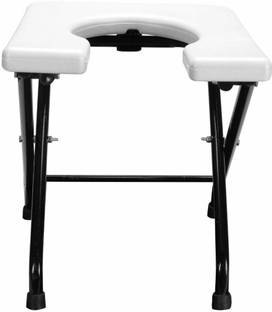 CLASORA Foldable commode chair with anti skid rubber legs Commode Chair (White) Commode Shower Chair
