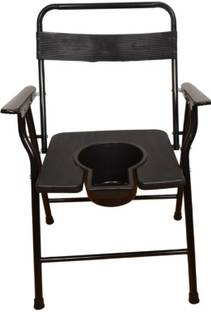 DARLIE Black pot With Folding Anti-Skid Elderly Disabled Men and Pregnant Women Stainless Steel Shower and Bathing Room Mobile Commode Chair with Toilet Seat Comfortable Safe chair( BLACK ) Commode Chair
