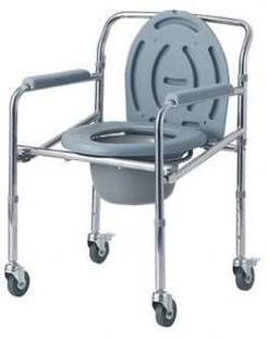 PREQURE Commode chair with wheel and height adjustable foldable Commode Chair