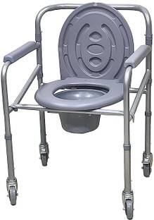 veayva Foldable Height Adjustable Toilet chair / Stool with Wheels for patients Commode Chair