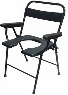SEPBORN Foldable Commode & Showert Chairs Folding Elderly Disabled Man And Pregnant Woman Stainless Steel Shower And Bathing Room Mobile Commode Chair With Toilet Seat Comfortable Safe Toliet Stool Anti-Skid { Black CHAIR WITH POT} Commode Shower Chair