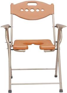 RADIANT TRADERS Orange Design Back Commode Chair With Pot & Unisex Urine Pot Commode Shower Chair