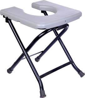 Woolly Fox Portable / Folding Commode Stool Base MS Top PVC Squre Commode Chair