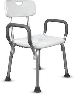 VISSCO Shower Chair with Back & Armrest, Height Adjustable Shower Bench/Stool Commode Chair