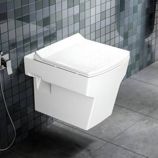 Syon VOOT Ceramic Wall Hung Commode/ Toilet Seat for Bathroom with All Accessories SYON203 Western Commode