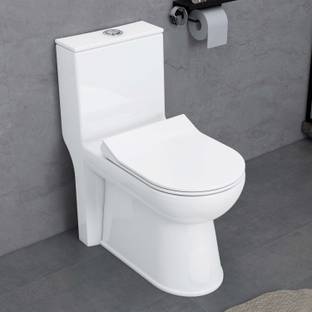 Plantex Ceramic Rimless 1 Pcs Western Toilet/Commode With Soft Close Toilet Seat-S Trap (APS-745) Western Commode