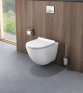Syon MONTANA Premium Ceramic Wall Hung Commode with All Accessories (21.5"x14.3") SYON210 Western Commode