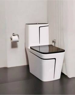D O T C/T01 Premium Quality White commode with Black Finishing Line and Round Flush Button Western Commode