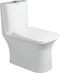 BM BELMONTE Crenza Platinum Western Toilet/Water Closet/Commode With Soft Close Toilet Seat Ceramic One Piece Western Commode / Toilet / Water Closet / EWC Crenza S Trap 230mm / 9 Inch with Syphonic Rimless Tornado Flushing Western Commode