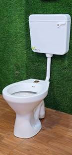 क्लेप्लस Platinum Ceramic Western Toilet Premium Grade EWC Toilet Seat S Trap With Side Handle Flushtank वेस्टर्न कमोड