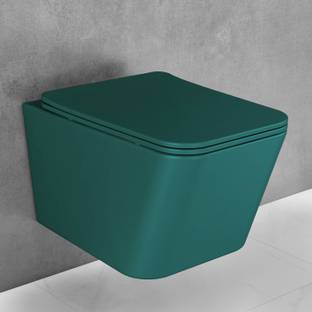 Plantex P-Trap Ceramic Rimless Wall Hung Western Toilet, Water Closet, Commode With Toilet Seat Western Commode