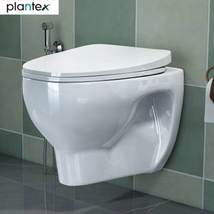 Plantex Commode for Toilet/Ceramic Rim Western Commode/Wall Hung Commode with Soft Closing Toilet Seat - P Trap (APS-1086) Western Commode
