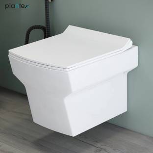Plantex Commode for Toilet/Ceramic Western Commode/Rim Wall Hung Commode with Soft Closing Toilet Seat - P Trap Outlet - (APS-11002) Western Commode
