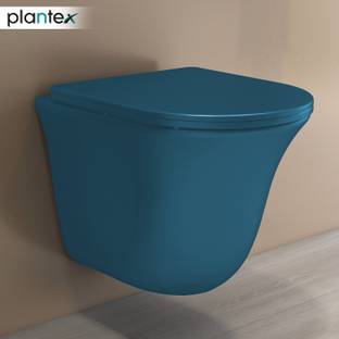 Plantex Ceramic Wall Hung Commode for Toilet/Western Commode with Soft Closing Toilet Seat - P Trap (APS-1062) Western Commode