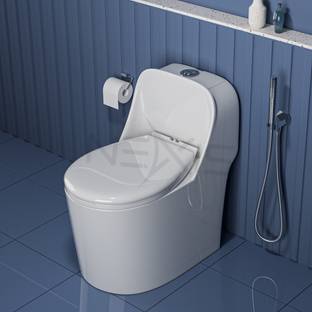 Flipkart SmartBuy Rimless 5D Commode for Toilet/One Piece Western Toilet/Commode (9 inch) S-Trap 9009 Western Commode