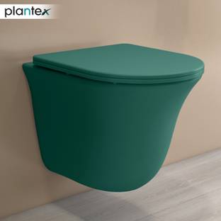 Plantex Commode for Toilet/Ceramic Wall Hung Commode/Rimless Commode with Soft Closing Toilet Seat - P Trap Outlet (APS-1164) Western Commode