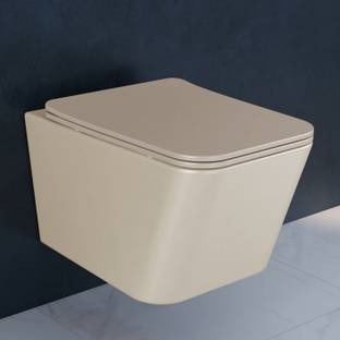 Plantex Rimless Ceramic Wall Hung Commode for Toilet/Western Commode/Commode with Soft Closing Toilet Seat - (Square ,P Trap - APS-3045) Western Commode