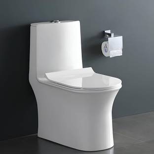 clayplus LUNAR S-TRAP CERAMIC ONE PIECE WESTERN TOILET COMMODE WITH SEAT COVER Western Commode