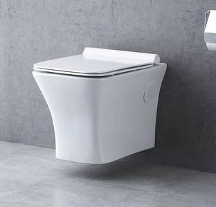 Bherunath Wall Mounted Water Closet with Soft Seat Cover Western Commode (White) (Dimension length 509 Width 358 Height 360 mm ) Western Commode