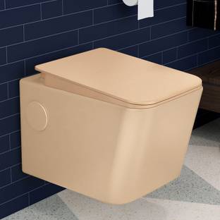 Plantex Platinium Ceramic Rimless Wall Hung Western Toilet/Water Closet Commode With Soft Close Toilet Seat P-Trap - (APS-990) Western Commode