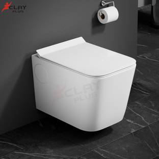 clayplus Platinum Ceramic Western Toilet/Water Closet/Commode With Soft Close Toilet Seat Preimum Grade Ceramic's Wallmounted Western Commode Western Commode