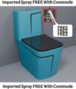 Lurexa Dimond Quality LT012 SKY Blue commode with Black Finishing Line and Round Flush Button Western Commode