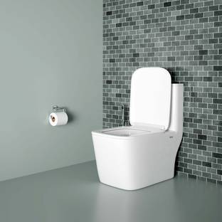 Ruhe Athos One-Piece Rimless S-Trap Siphonic Western Toilet | High-Grade Ceramic | Soft-close Seat | Dual Flush | Anti-bacterial Glaze | Floor Mounted Western Commode