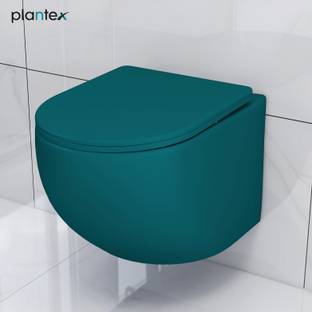 Plantex Ceramic Western Commode/Wall Hung Commode for Toilet/Commode with Soft Closing Toilet Seat - P Trap (NCWH-1069) Western Commode