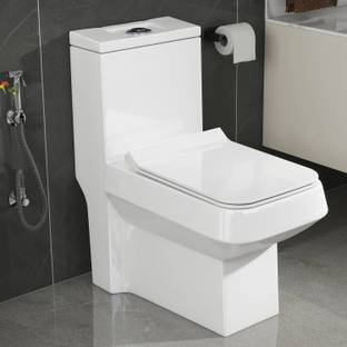 Plantex Commode for Toilet/One Piece Western Toilet with Rim Wash-Down Flush/ Soft Closing Toilet Seat - S Trap - (TORO) Western Commode