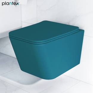Plantex Ceramic Wall Hung Commode for Toilet/Rimless Western Commode/Square Commode with Soft Closing Toilet Seat - P Trap (APS-3045) Western Commode