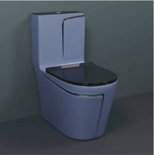 D O T C09 Premium Quality Grey Commode With Black Finishing LIne & Round Flush Button Gray Black Line Western Commode