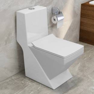 Plantex Ceramic Western Commode/Rimless Washdown Flush/Commode with Seat- S Trap Outlet (APS-744) Western Commode