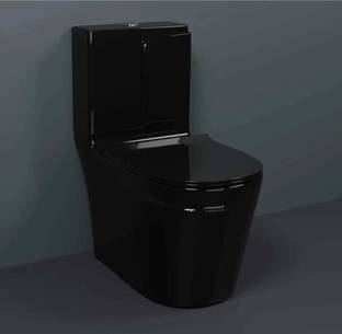 D O T (22) C016 Premium Quality Shining Dark Black commode with Round Flush Button Western Commode