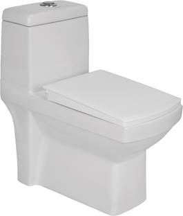 BM BELMONTE 808 W Platinum Western Toilet/Water Closet/Commode With Soft Close Toilet Seat Ceramic Floor Mounted One Piece Western Toilet/Water Closet/EWC Ripone S Trap 230mm/9 Inch with Slow Motion/Soft Close Slim Seat Cover Western Commode