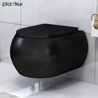 Plantex Commode for Toilet/Ceramic Wall Hung Commode/Rimless Commode with Soft Closing Seat - P Trap (NCWH-1038) Western Commode